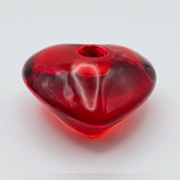 Vintage WILLIAMS SONOMA Red Glass Hearts Mini Taper Candle Holders 2 Sets Of 2 - Picture 8 of 13